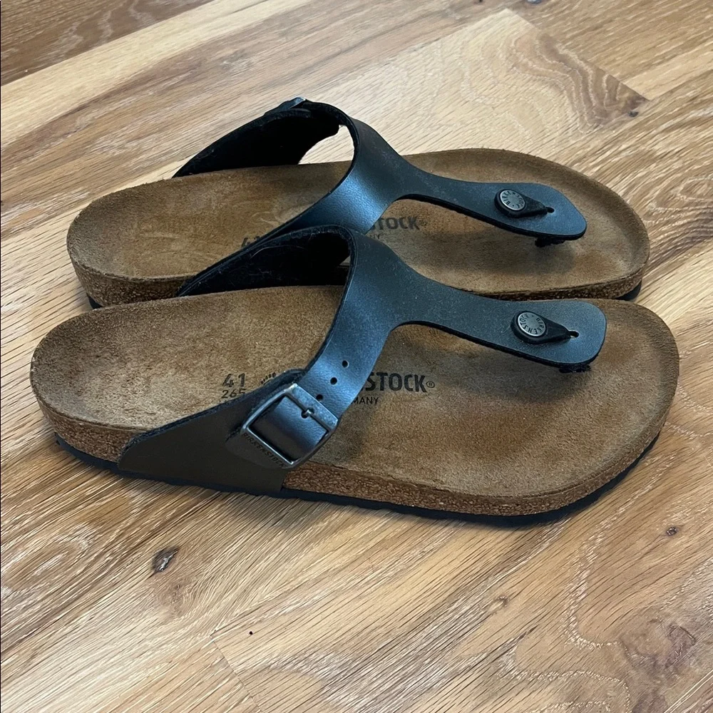 Birkenstock Sz 41 Metallic Gray Thong Sandals - Picture 3 of 6